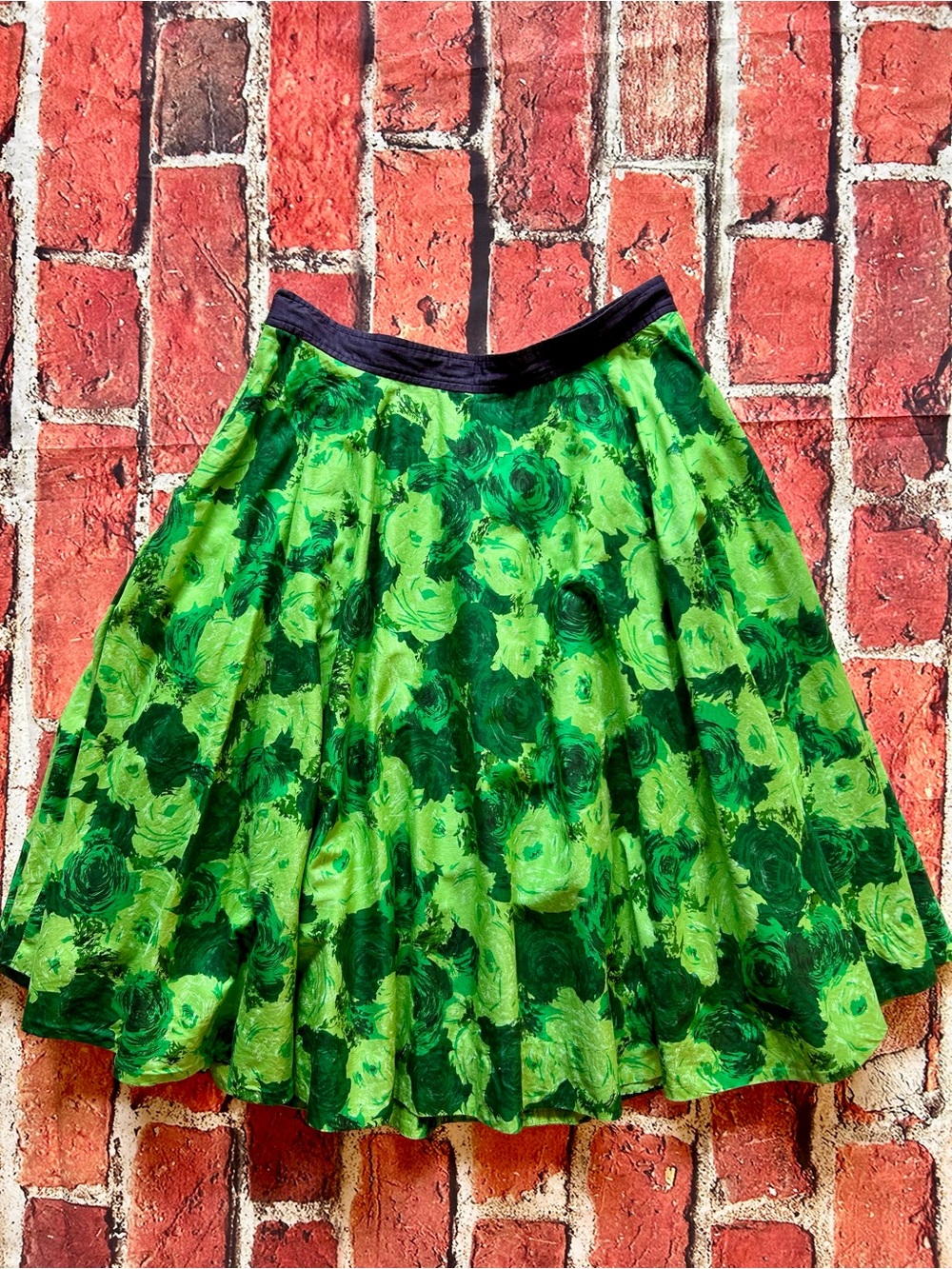 Anthropologie Edme & Esyllte green rose print circle skirt - Picture 11 of 11